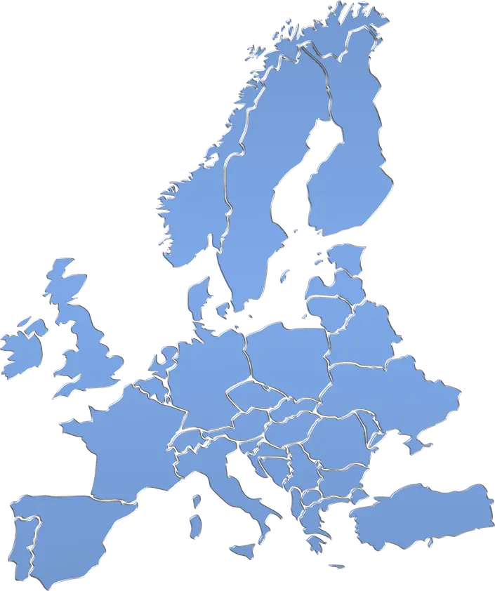 Carte des zones d’intervention en Europe